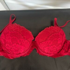 Red lace bra